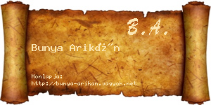 Bunya Arikán névjegykártya